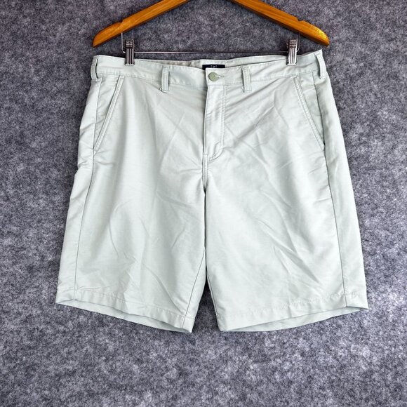 George Mens Pistachio Green Nylon Blend 34" Flat-Front Chino Shorts With Pockets - Picture 10 of 10